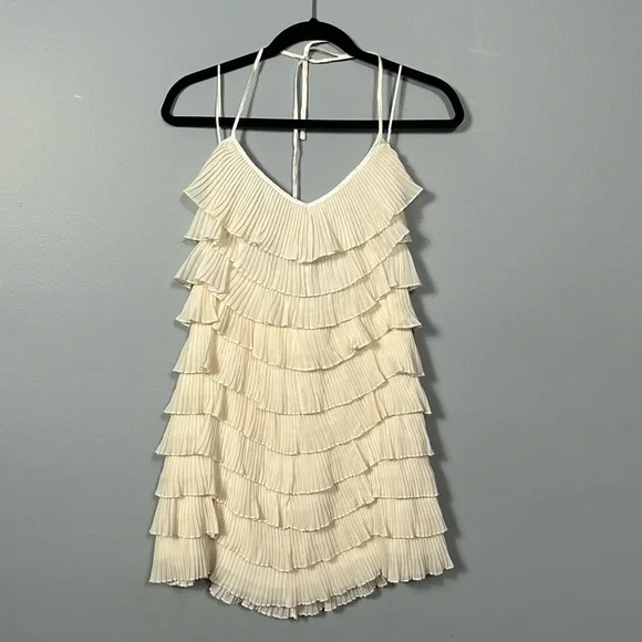 open lace back dress Beige One shoulder balloon sleeve midi dress 93073 – Societa Wholesale  Global main image 0